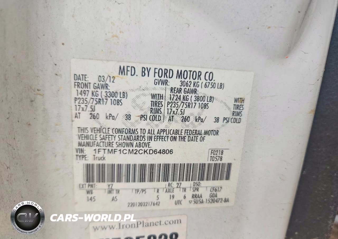 2012 Ford F150 VIN:1FTMF1CM2CKD64806 - 12