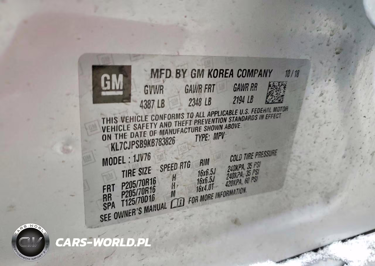 2019 Chevrolet Trax 1Lt VIN:KL7CJPSB9KB783826 - 13