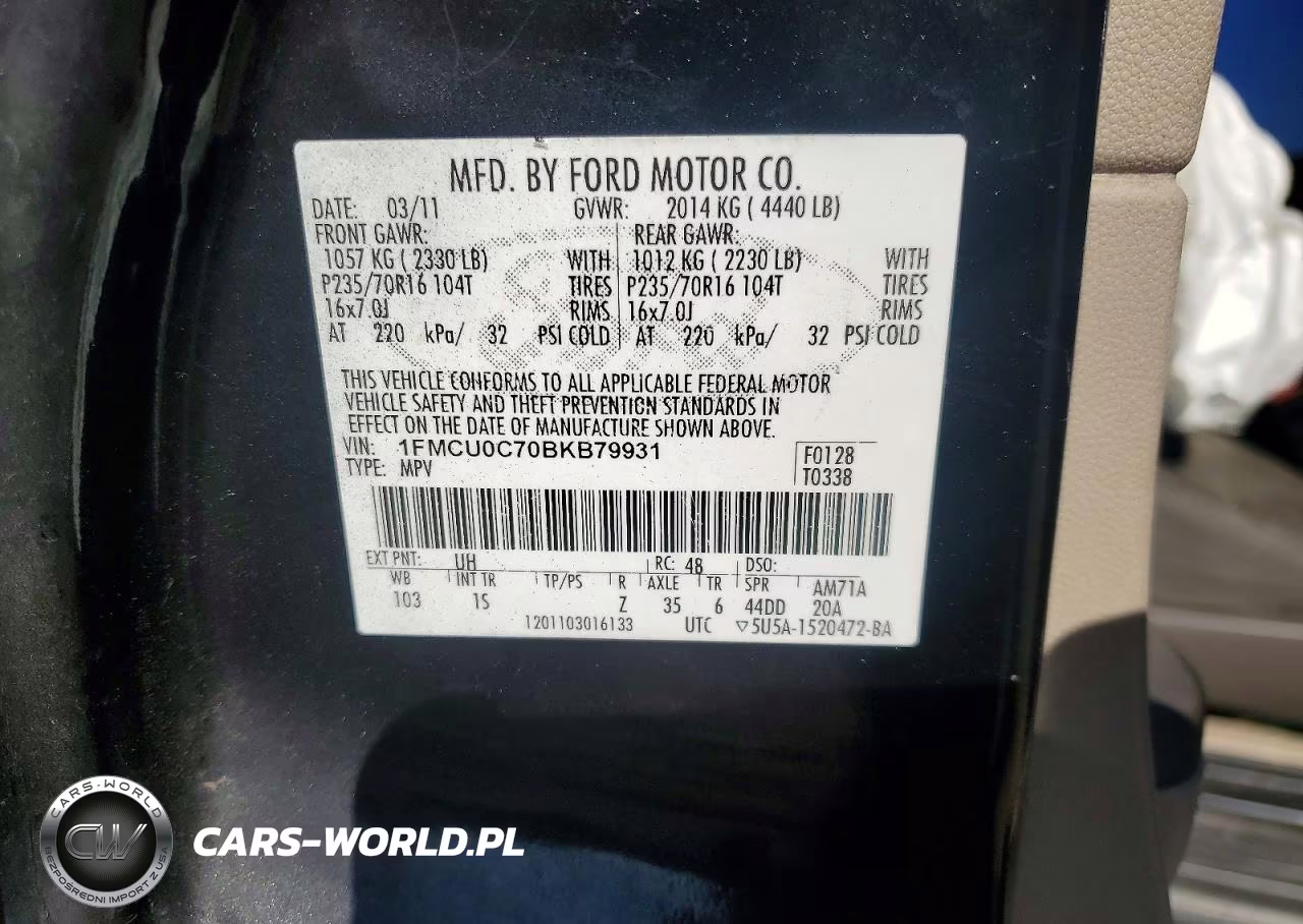 2011 Ford Escape Xls VIN:1FMCU0C70BKB79931 - 13
