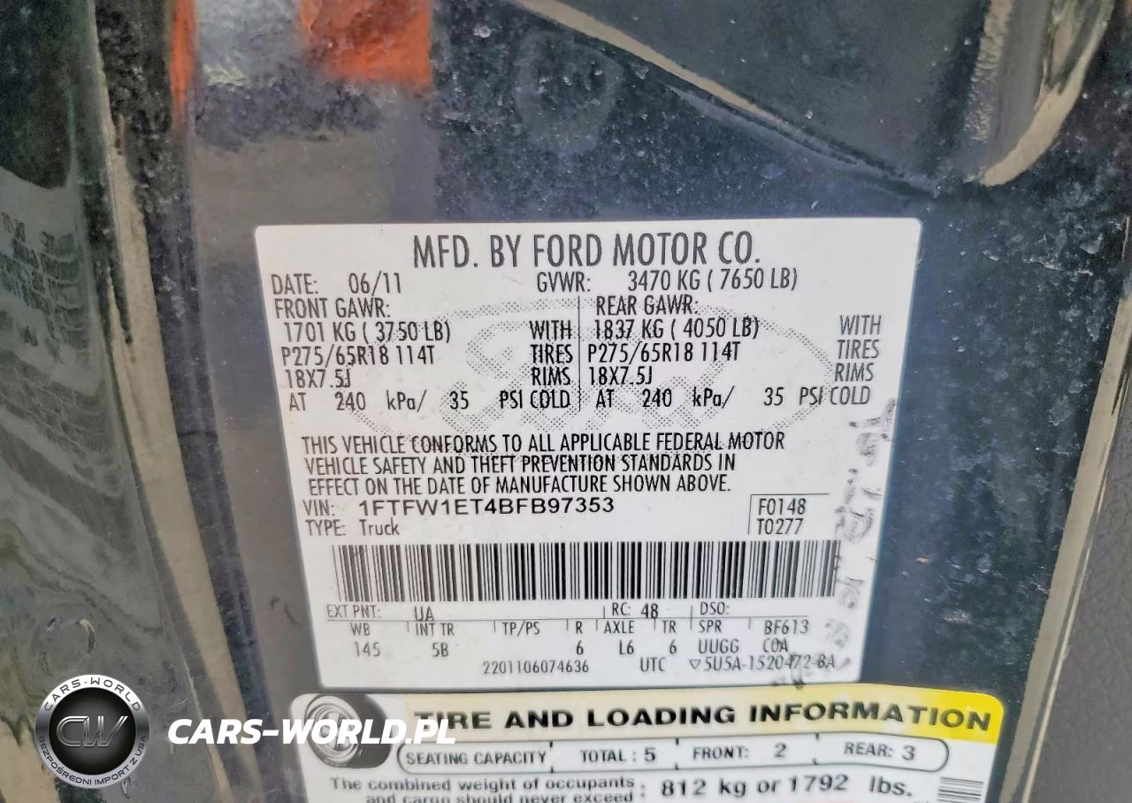 2011 Ford F150 Supercrew VIN:1FTFW1ET4BFB97353 - 12