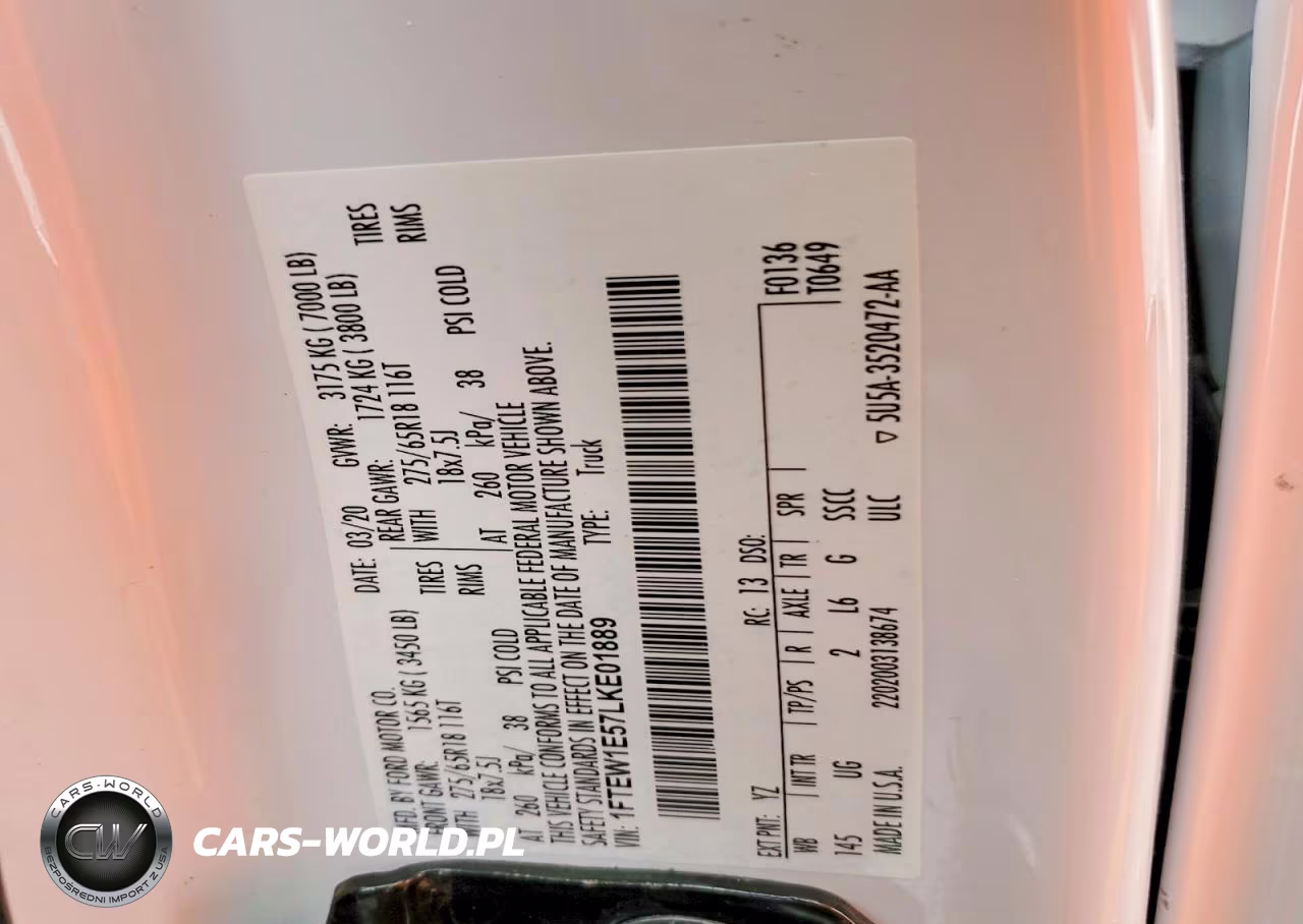 2020 Ford F150 Supercrew VIN:1FTEW1E57LKE01889 - 12