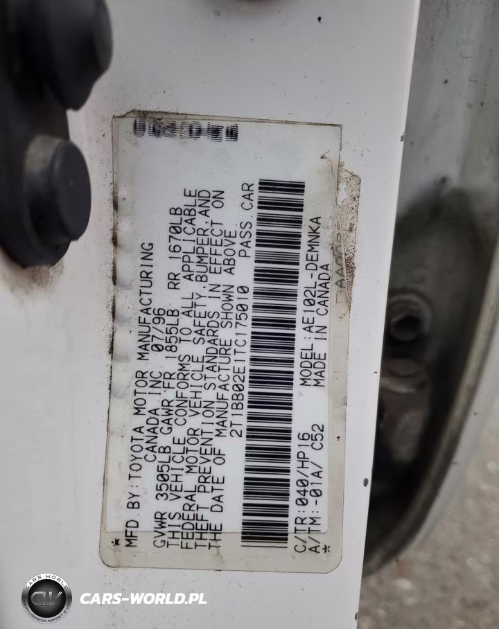 1996 Toyota Corolla Dx VIN:2T1BB02E1TC175010 - 12