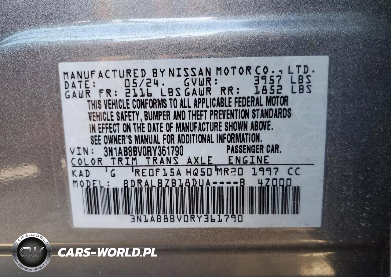 2024 Nissan Sentra S VIN:3N1AB8BV0RY361790 - 12