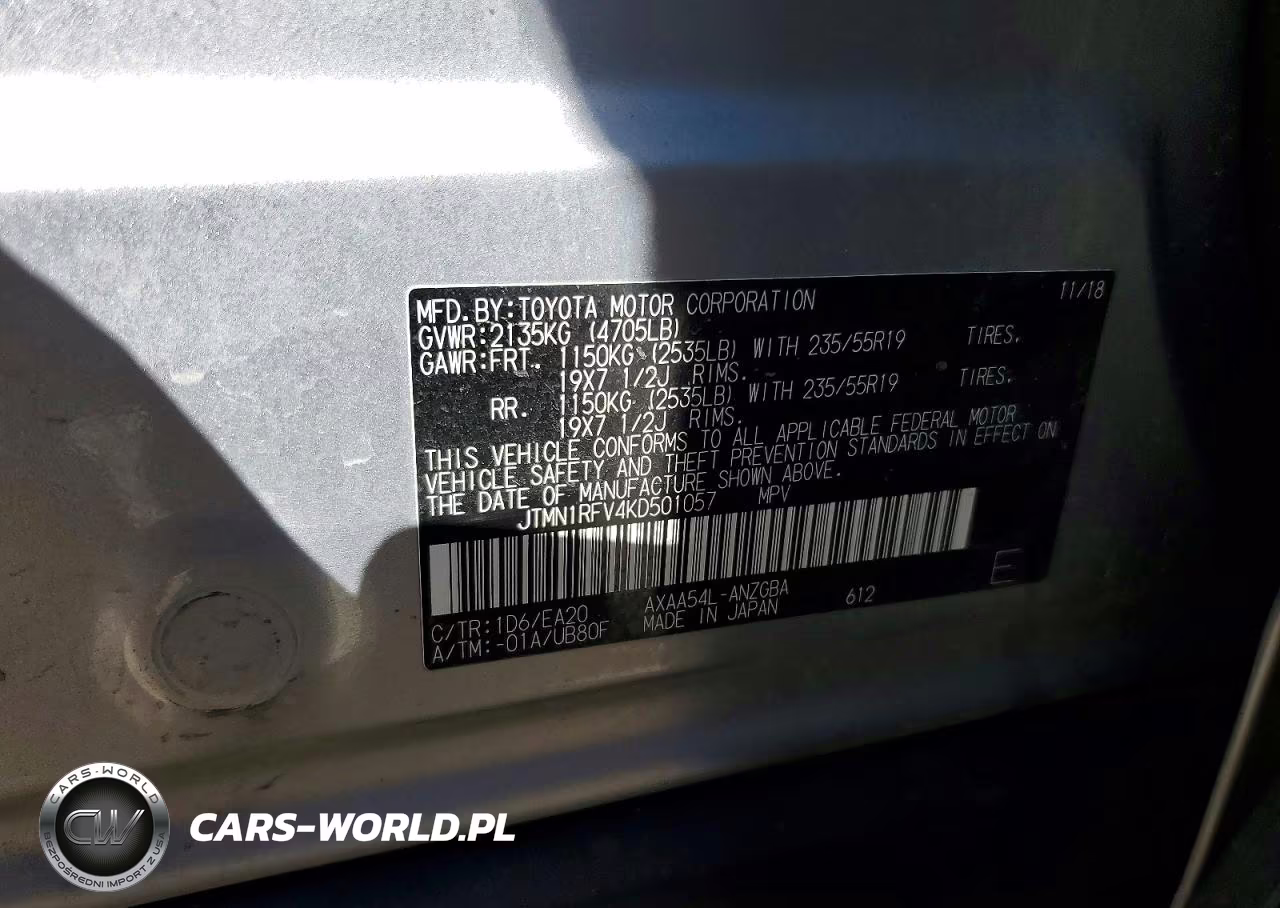 2019 Toyota Rav4 Limited VIN:JTMN1RFV4KD501057 - 13