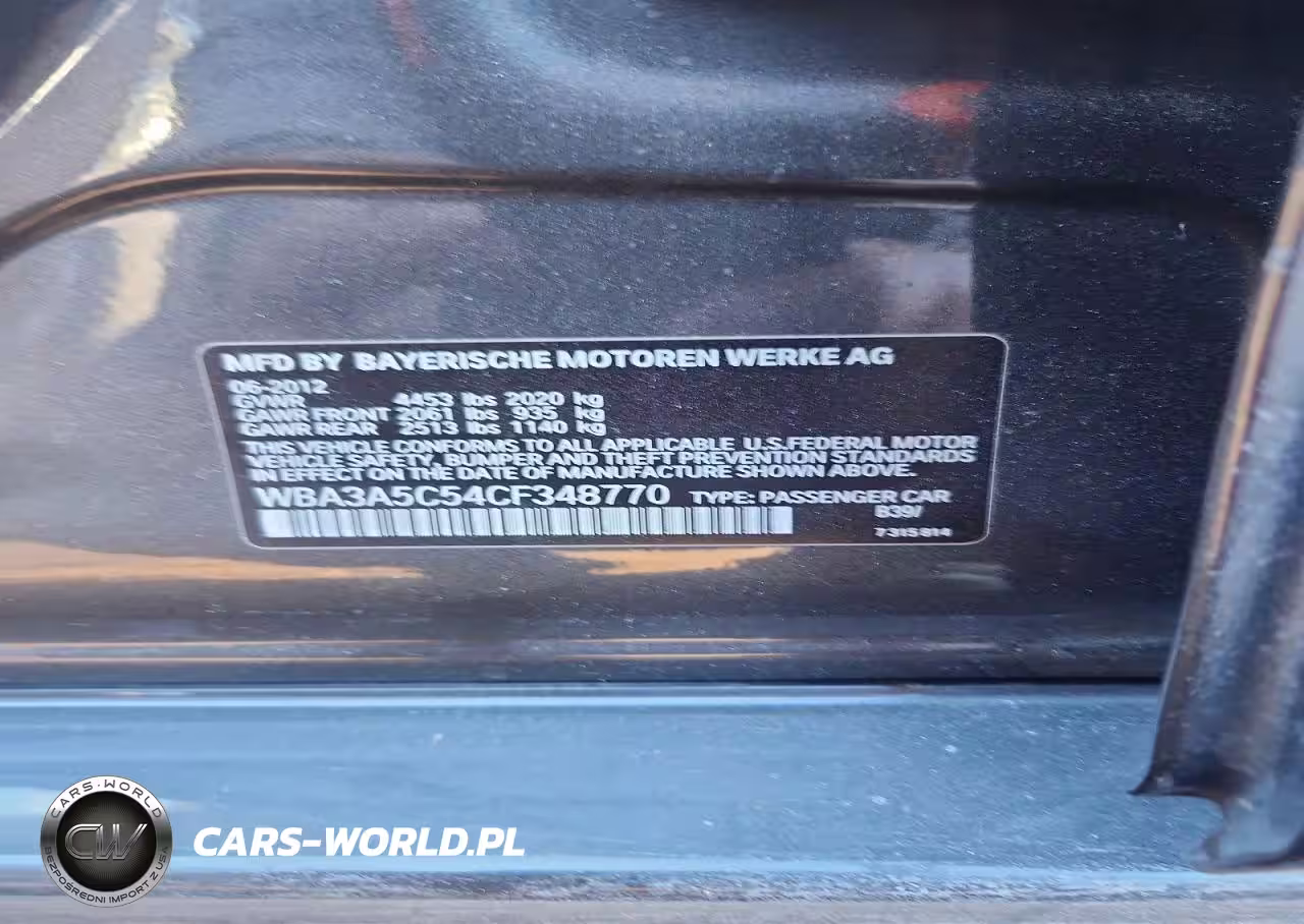 2012 BMW 328 I VIN:WBA3A5C54CF348770 - 12