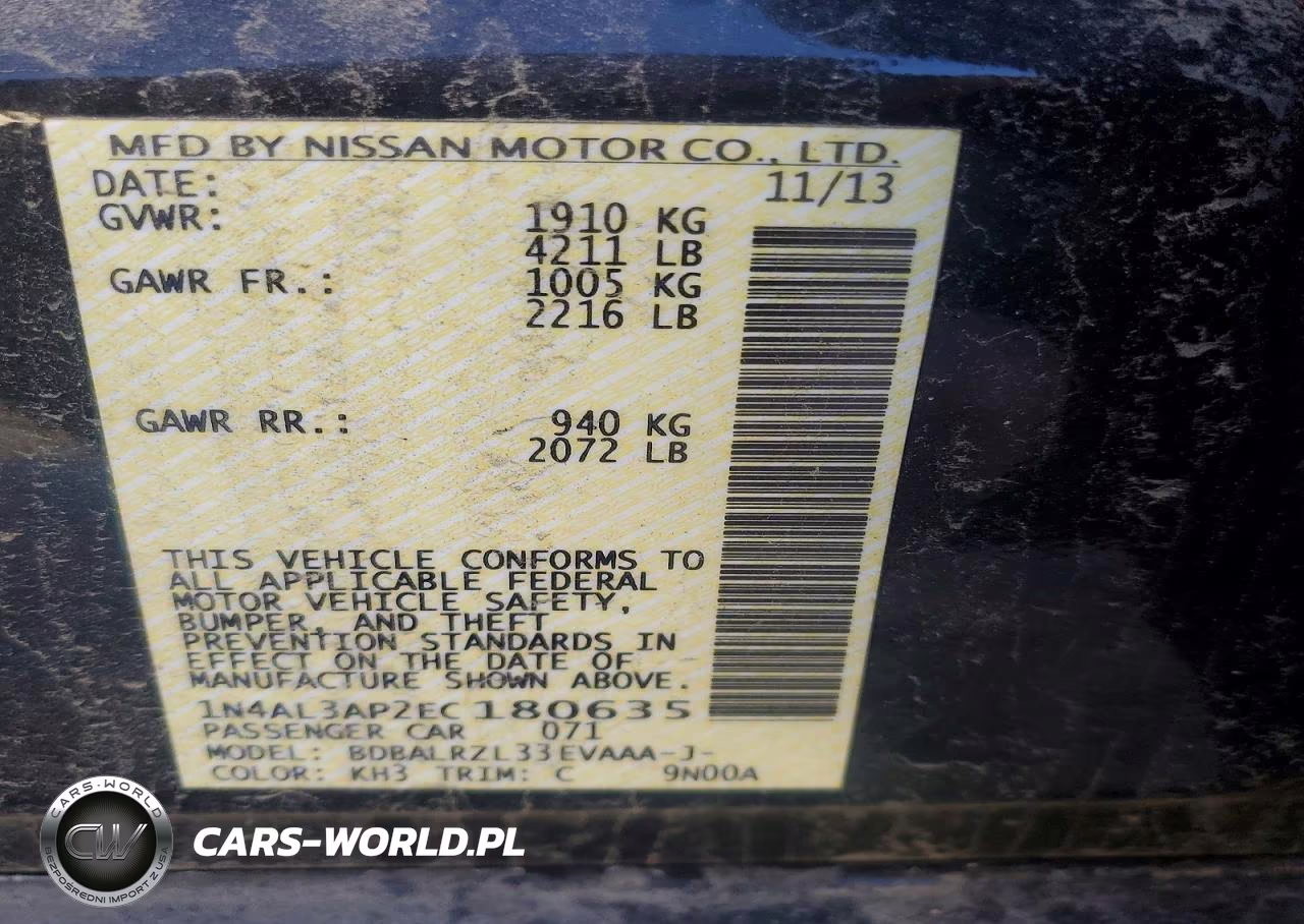 2014 Nissan Altima 2.5 S VIN:1N4AL3AP2EC180635 - 12