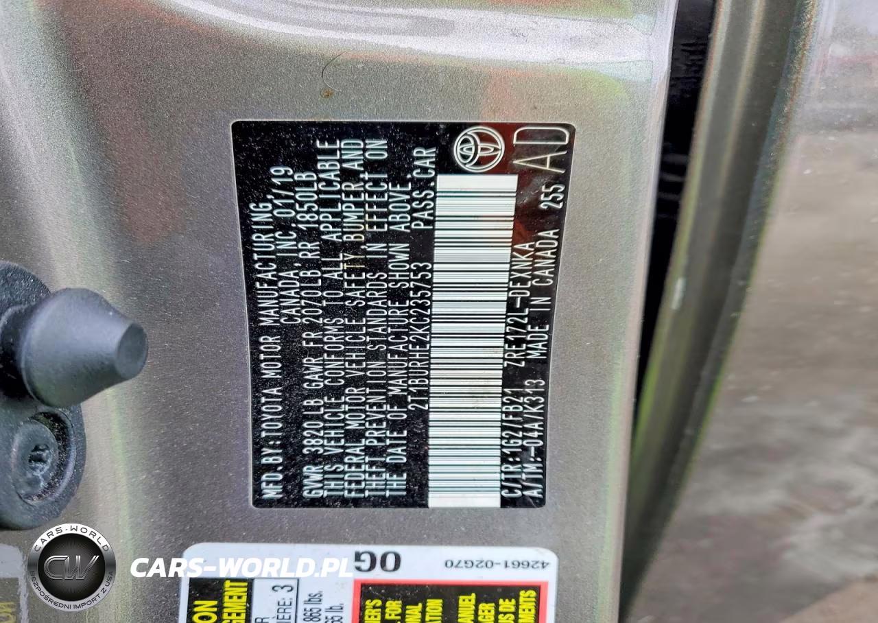 2019 Toyota Corolla Le VIN:2T1BURHE2KC235753 - 13
