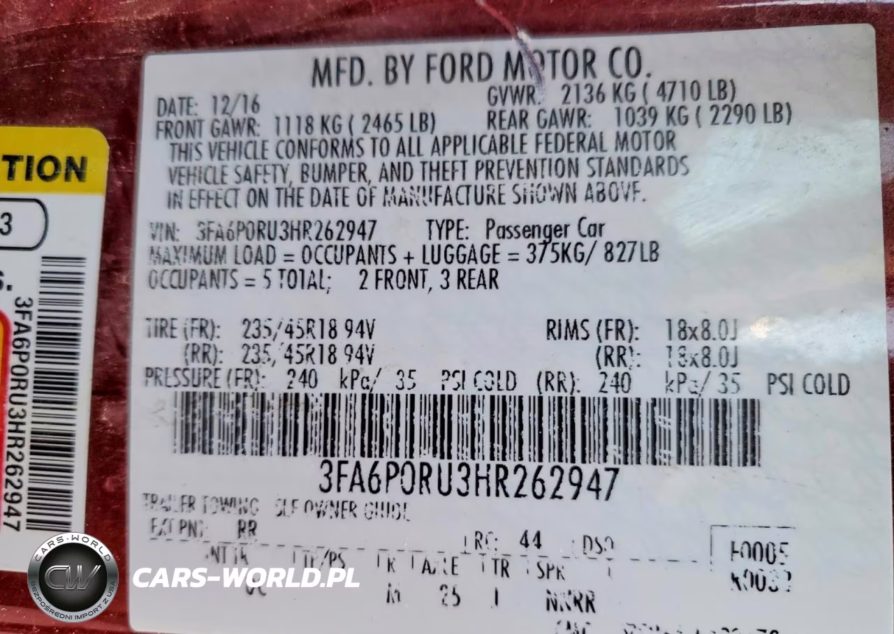 2017 Ford Fusion Titanium Hev VIN:3FA6P0RU3HR262947 - 12