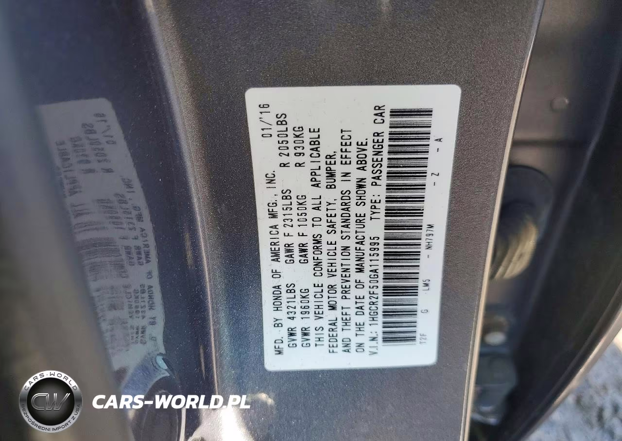 2016 Honda Accord Sport VIN:1HGCR2F50GA115995 - 12
