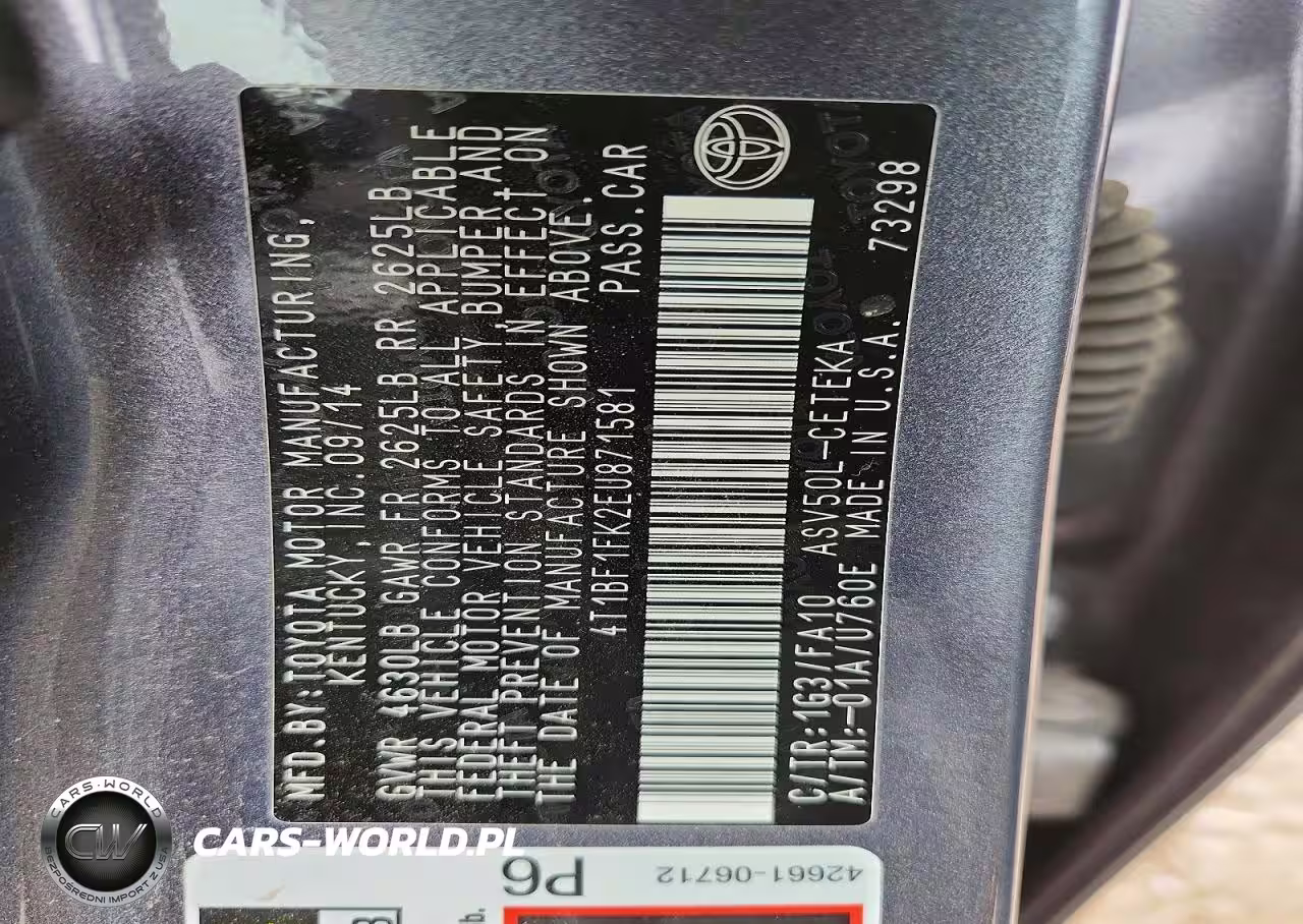 2014 Toyota Camry L VIN:4T1BF1FK2EU871581 - 13