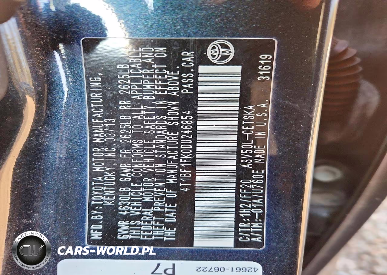 2013 Toyota Camry Se VIN:4T1BF1FK0DU246854 - 12