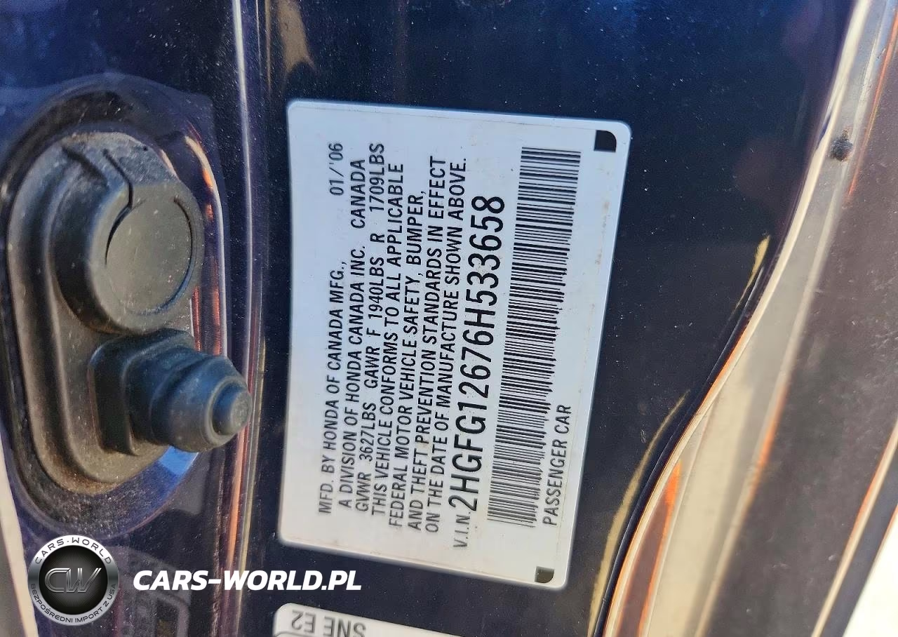 2006 Honda Civic Lx VIN:2HGFG12676H533658 - 12
