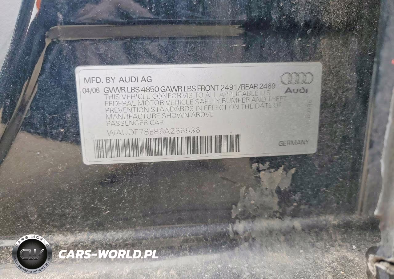 2006 Audi A4 2.0T Quattro VIN:WAUDF78E86A266536 - 12