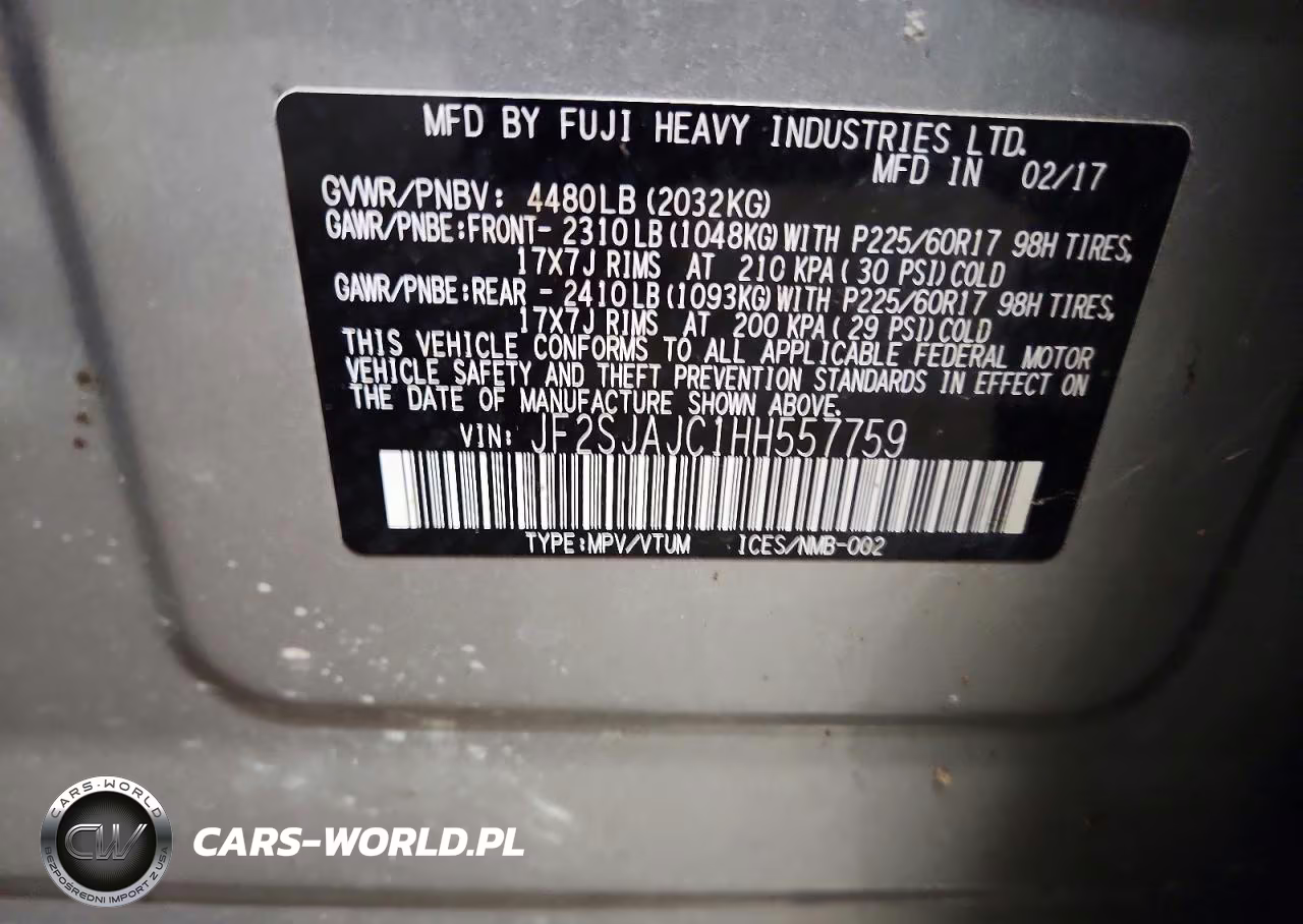2017 Subaru Forester 2.5I Limited VIN:JF2SJAJC1HH557759 - 13