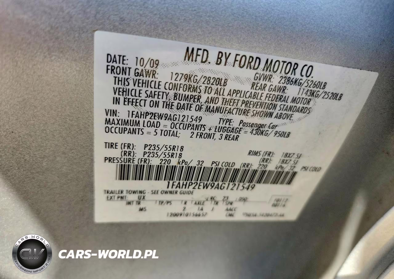 2010 Ford Taurus Sel VIN:1FAHP2EW9AG121549 - 12