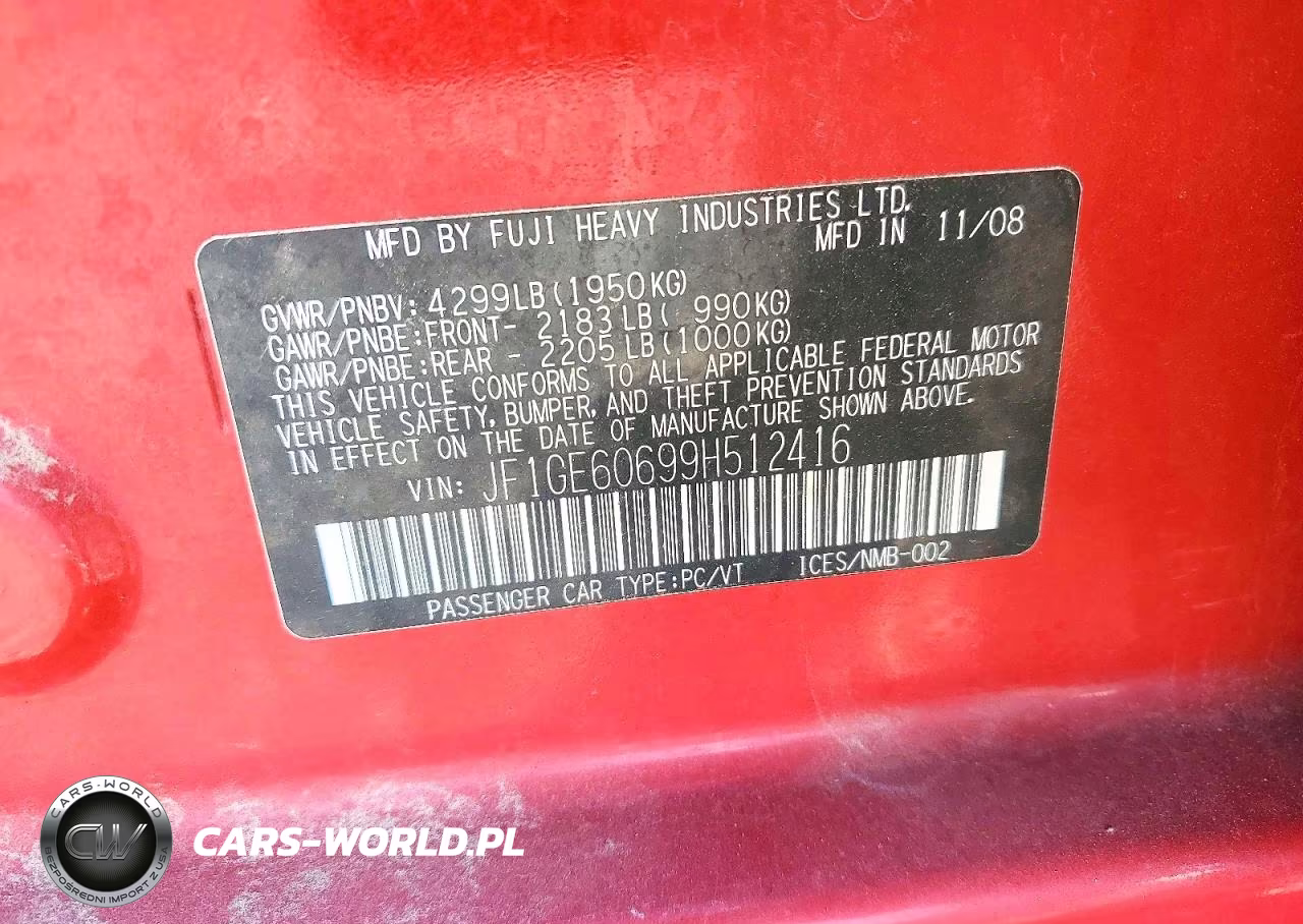 2009 Subaru Impreza 2.5I Premium VIN:JF1GE60699H512416 - 12