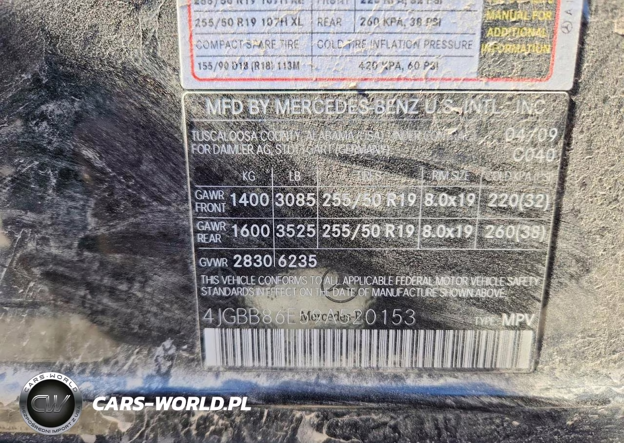 2009 Mercedes-Benz Ml 350 VIN:4JGBB86E59A520153 - 12