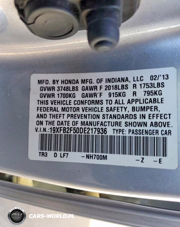 2013 Honda Civic Lx VIN:19XFB2F50DE217936 - 12