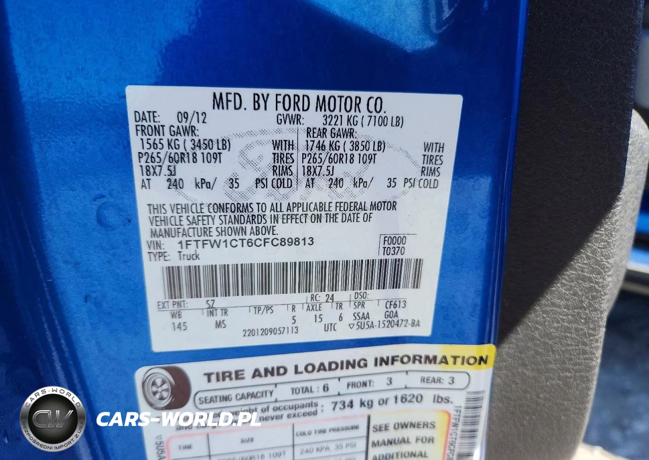 2012 Ford F150 Supercrew VIN:1FTFW1CT6CFC89813 - 12