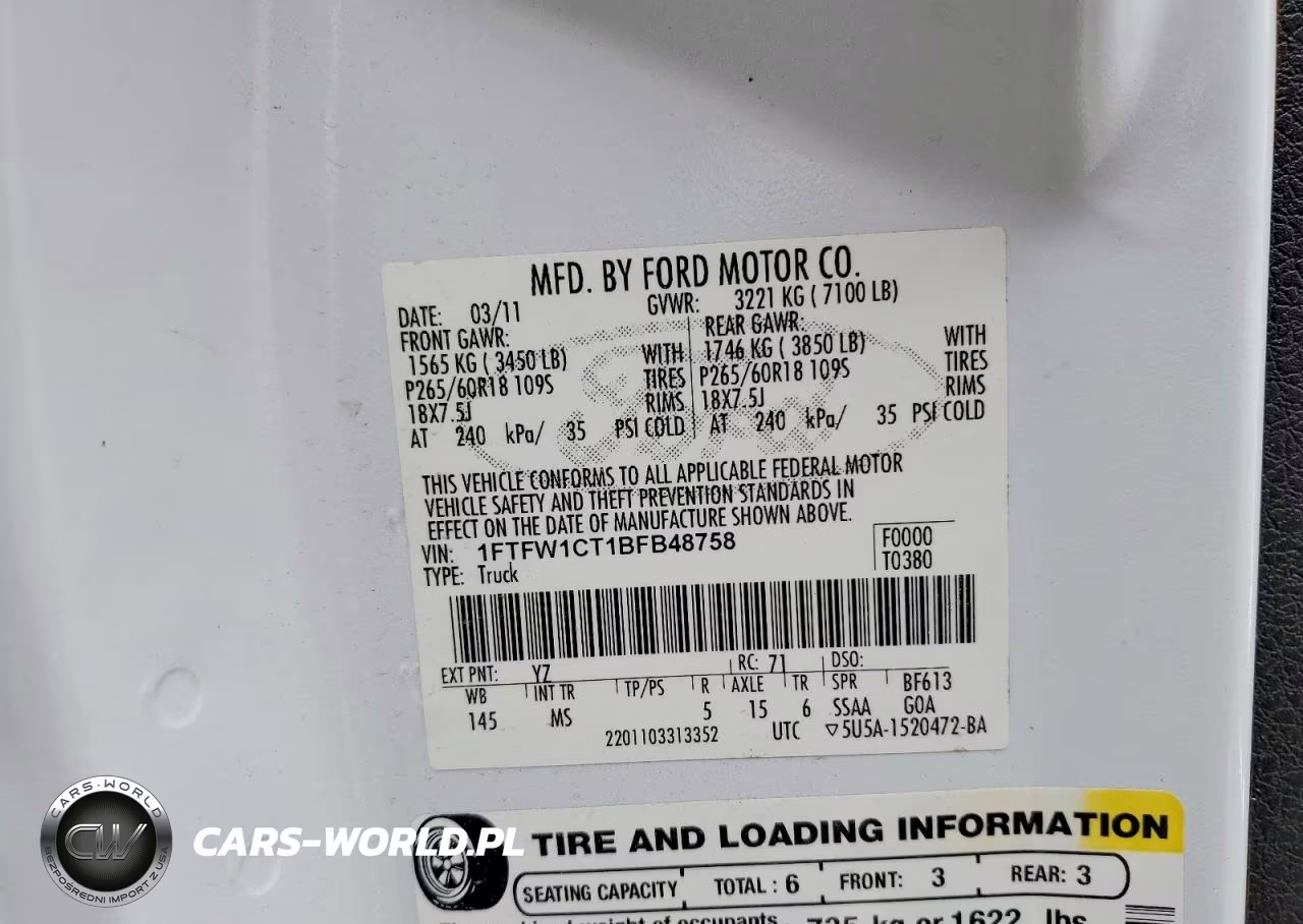 2011 Ford F150 Supercrew VIN:1FTFW1CT1BFB48758 - 12