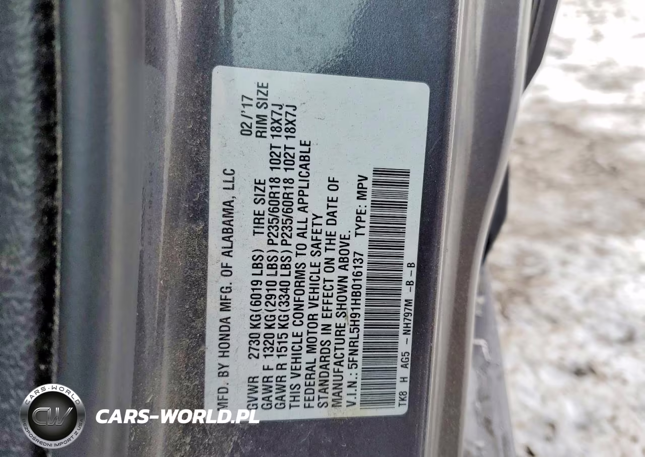 2017 Honda Odyssey Touring VIN:5FNRL5H91HB016137 - 13