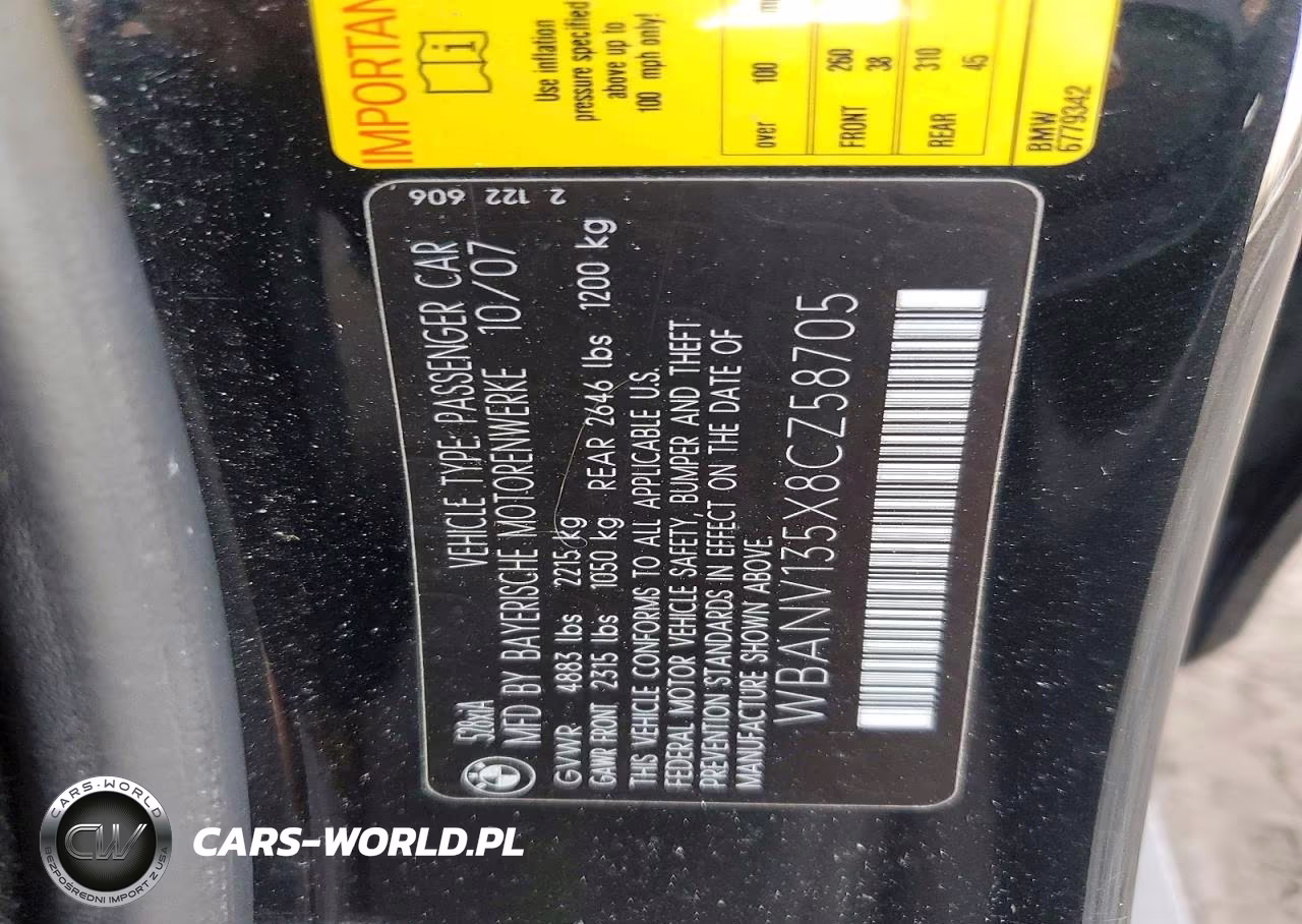 2008 BMW 528 Xi VIN:WBANV135X8CZ58705 - 12