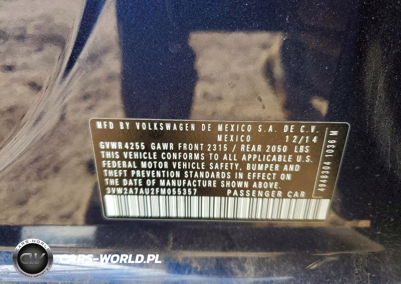2015 Volkswagen Golf Tdi VIN:3VW2A7AU2FM055357 - 12