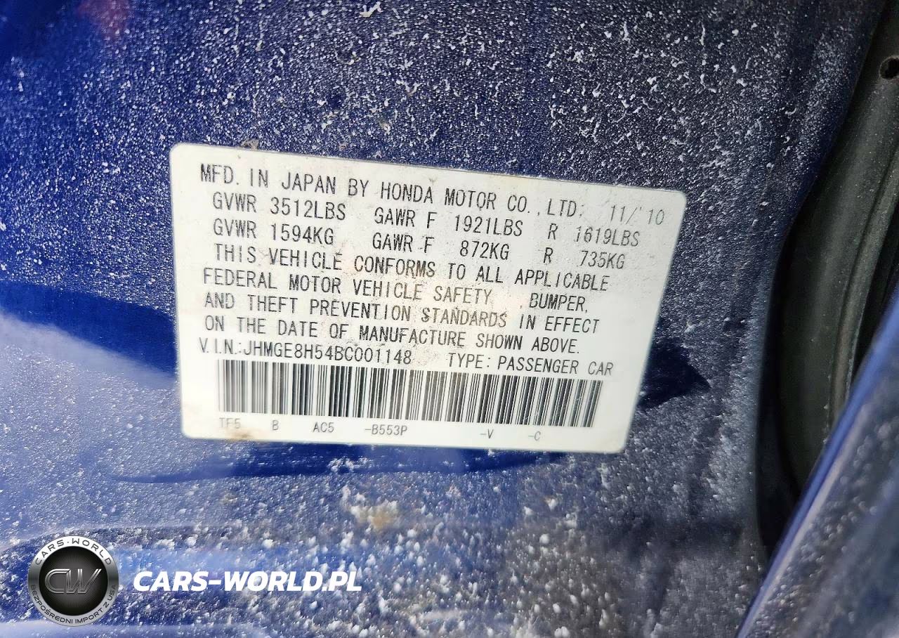 2011 Honda Fit Sport VIN:JHMGE8H54BC001148 - 12