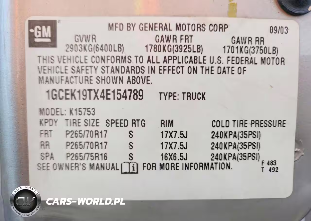 2004 Chevrolet Silverado K1500 VIN:1GCEK19TX4E154789 - 12