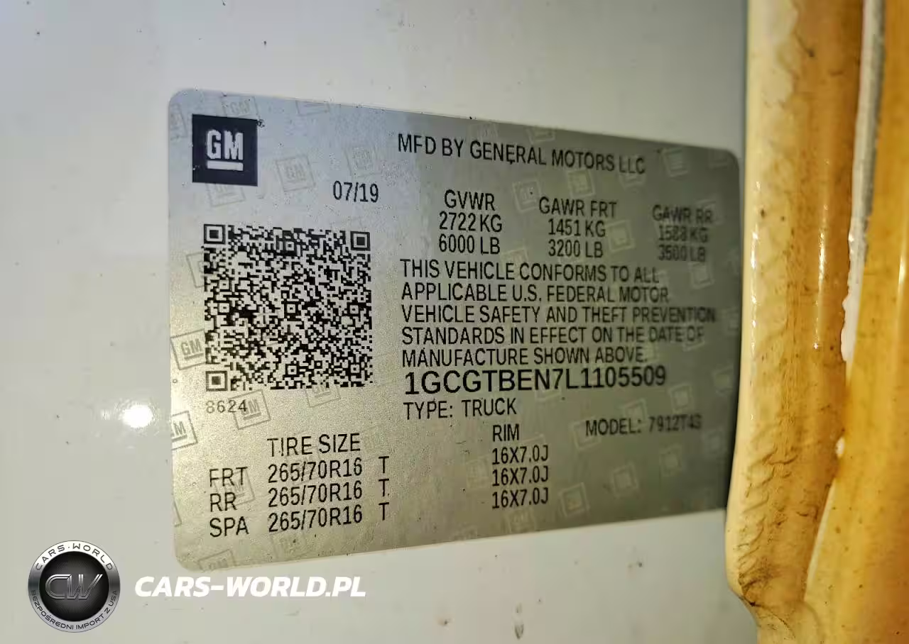 2020 Chev Colorado VIN:1GCGTBEN7L1105509 - 12