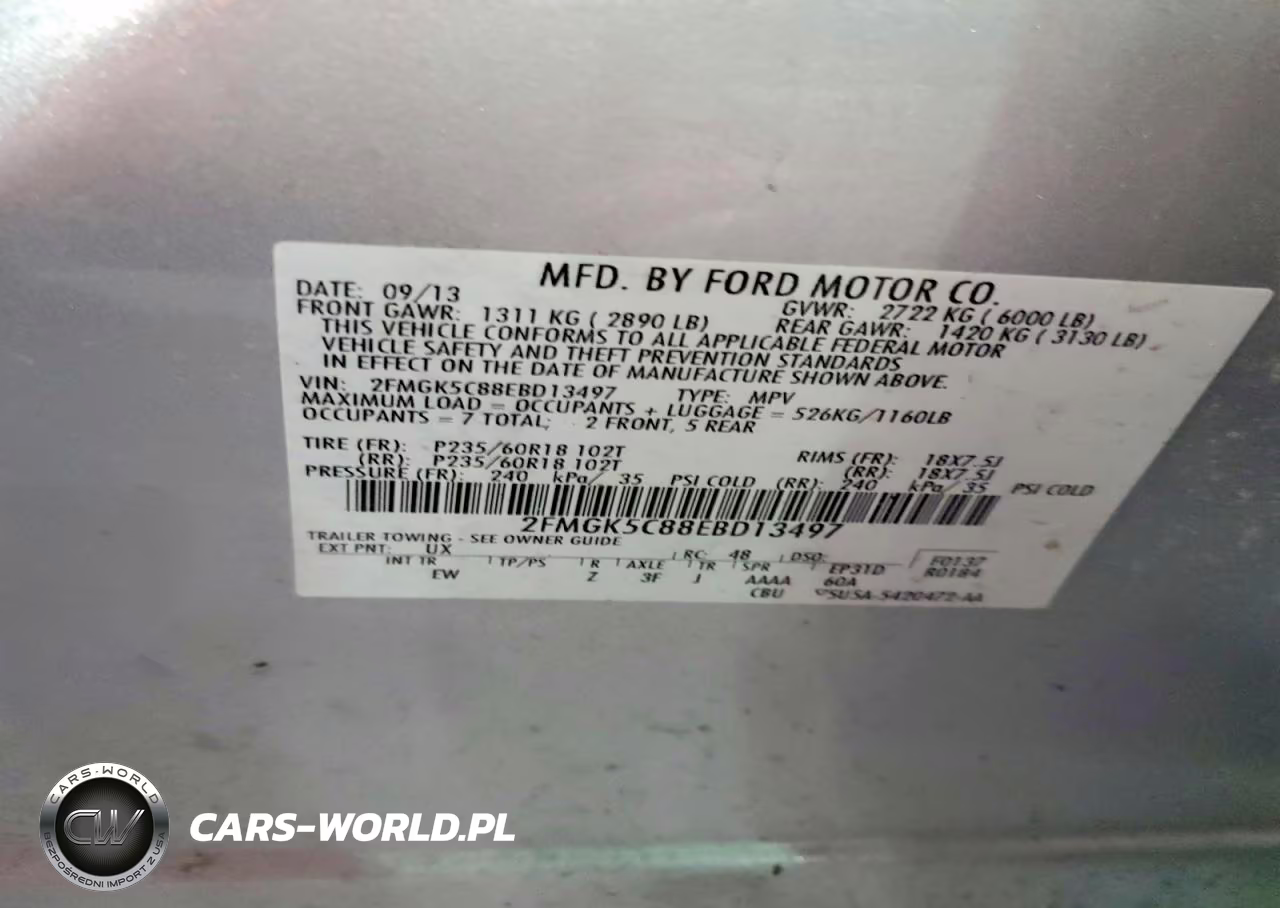 2014 Ford Flex Sel VIN:2FMGK5C88EBD13497 - 13