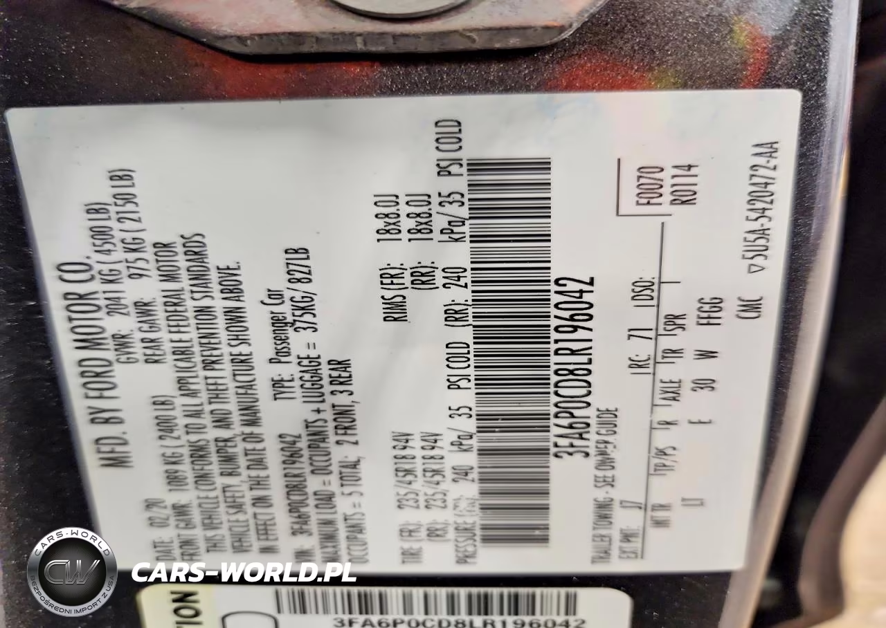 2020 Ford Fusion Sel VIN:3FA6P0CD8LR196042 - 12