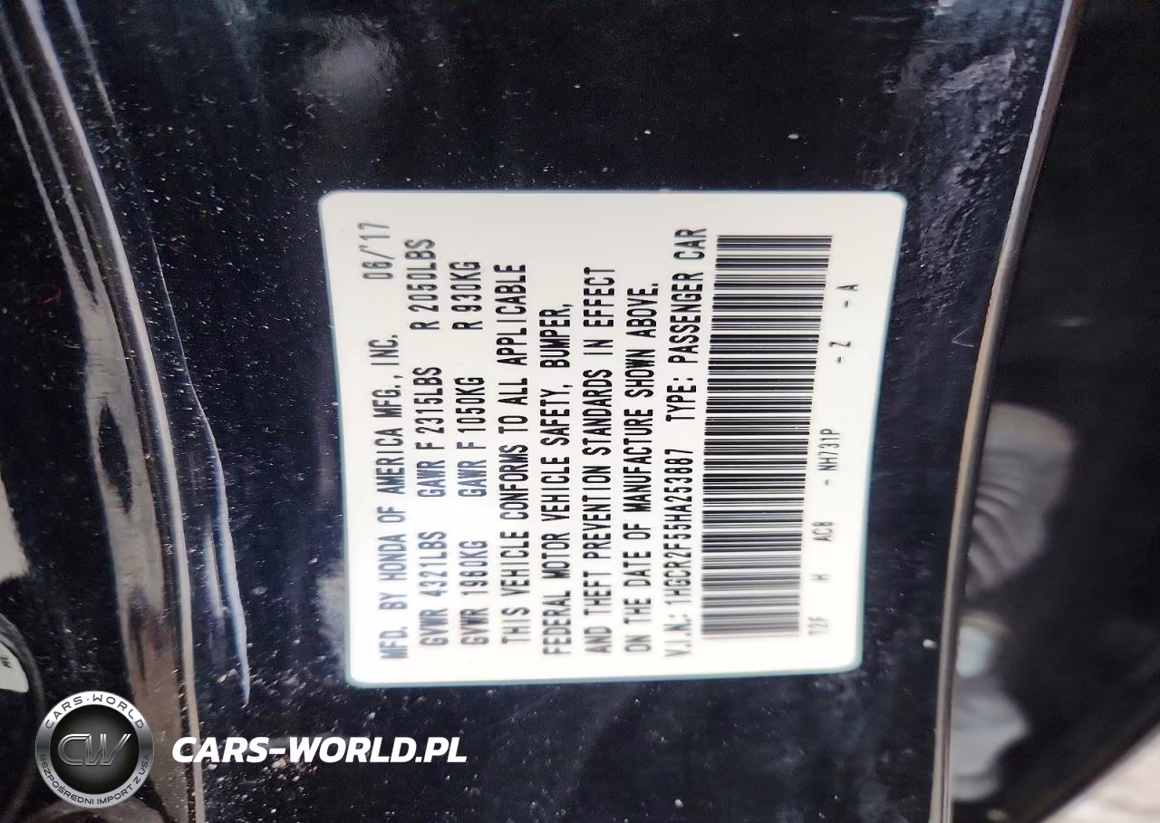 2017 Honda Accord Sport VIN:1HGCR2F55HA253887 - 12