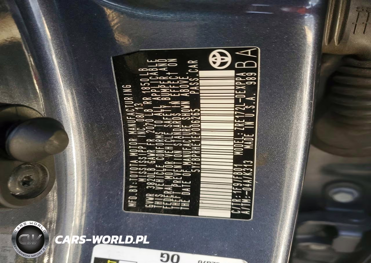 2014 Toyota Corolla Eco VIN:5YFBPRHE1EP006265 - 12