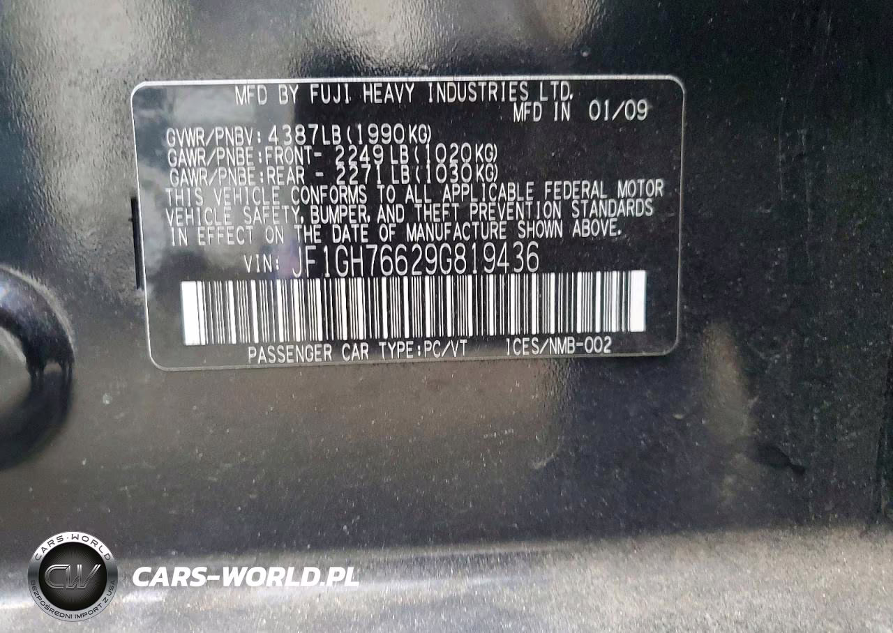 2009 Subaru Impreza Wrx VIN:JF1GH76629G819436 - 12