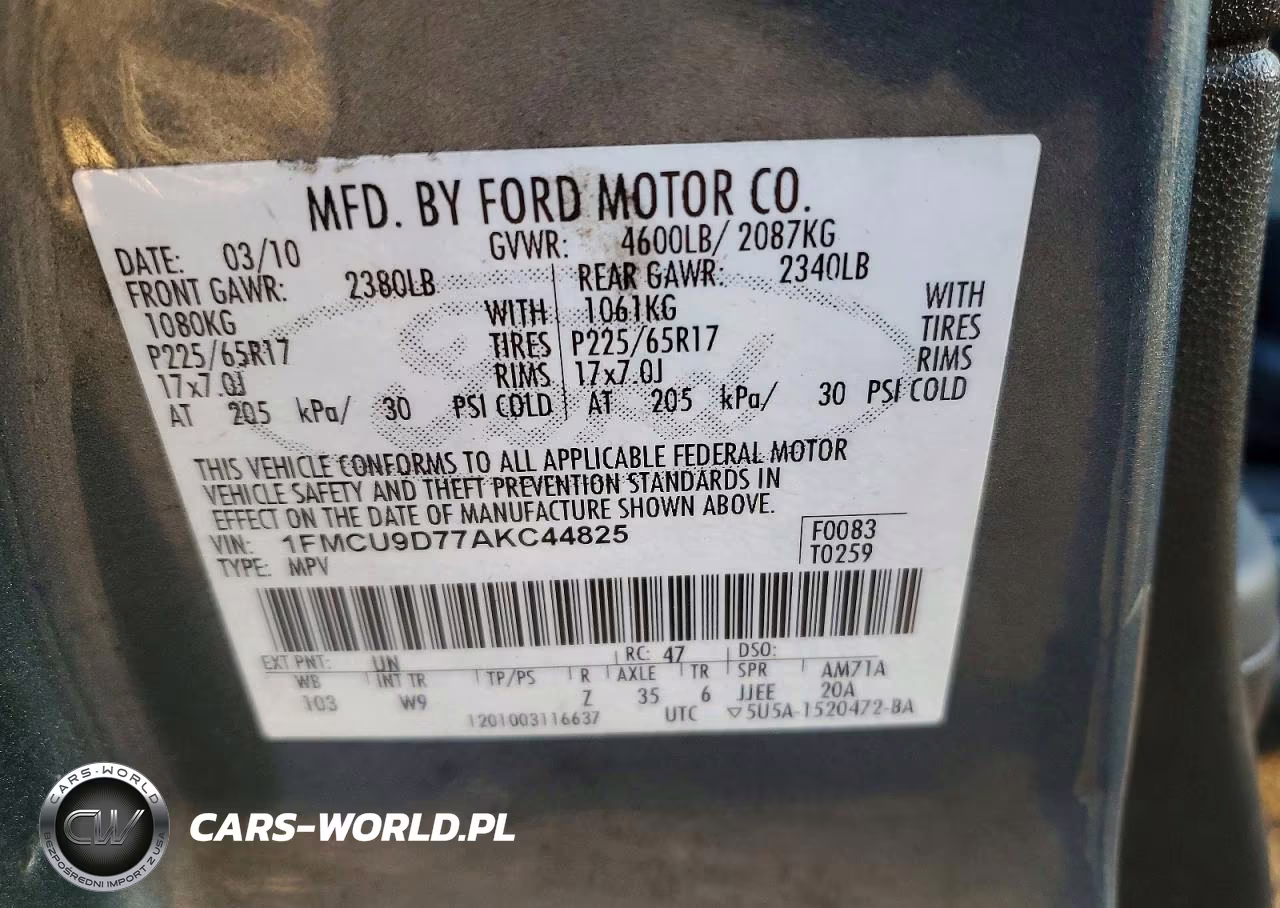2010 Ford Escape Xlt VIN:1FMCU9D77AKC44825 - 13