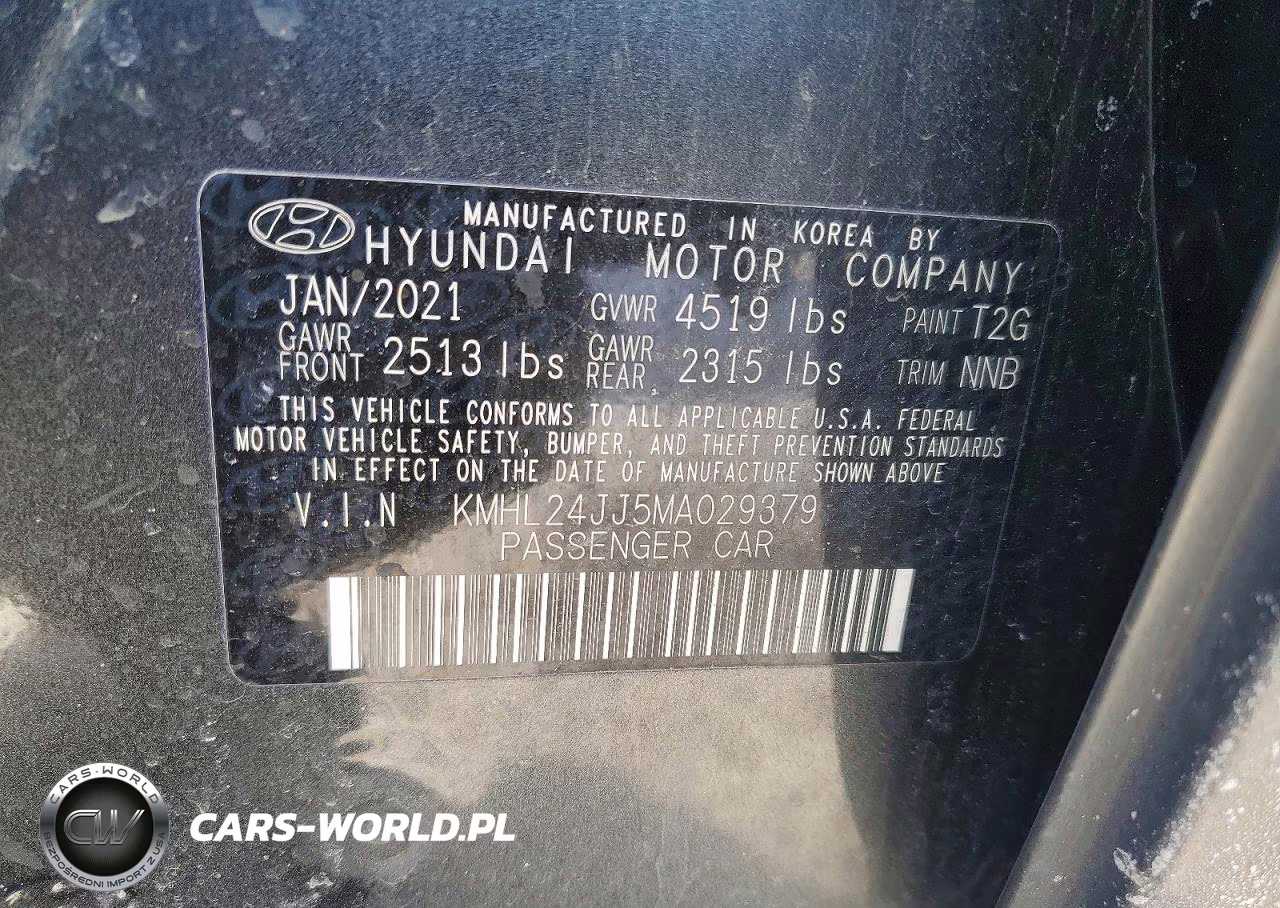 2021 Hyundai Sonata Hybrid Blue VIN:KMHL24JJ5MA029379 - 12