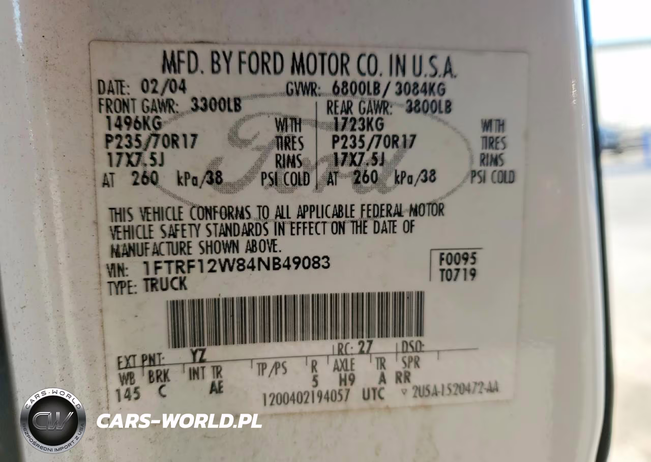 2004 Ford F150 VIN:1FTRF12W84NB49083 - 12