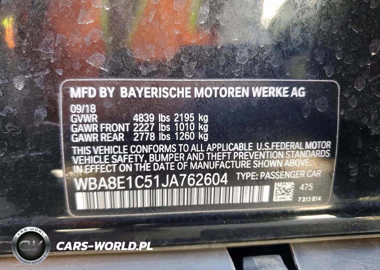 2018 BMW 330E VIN:WBA8E1C51JA762604 - 12