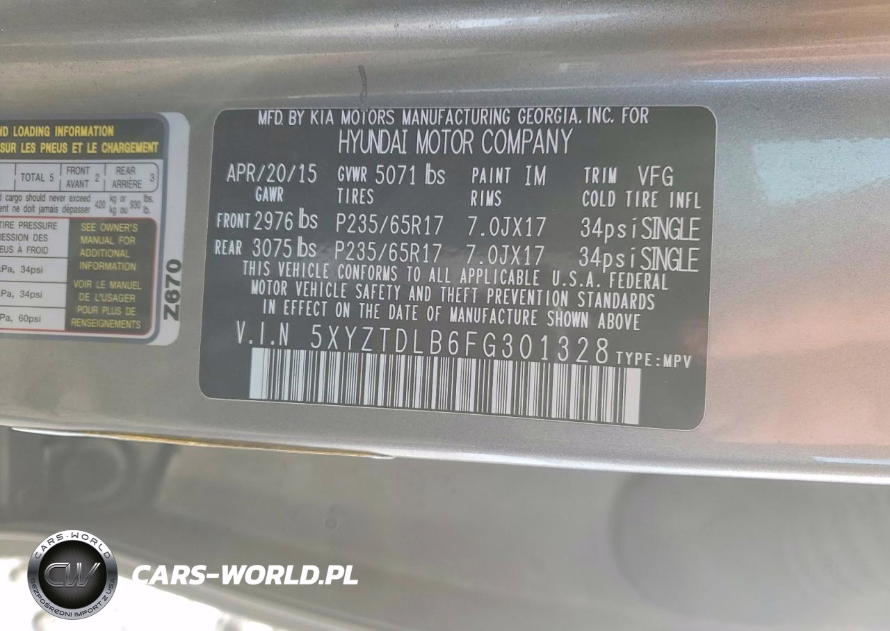 2015 Hyundai Santa Fe Sport VIN:5XYZTDLB6FG301328 - 12