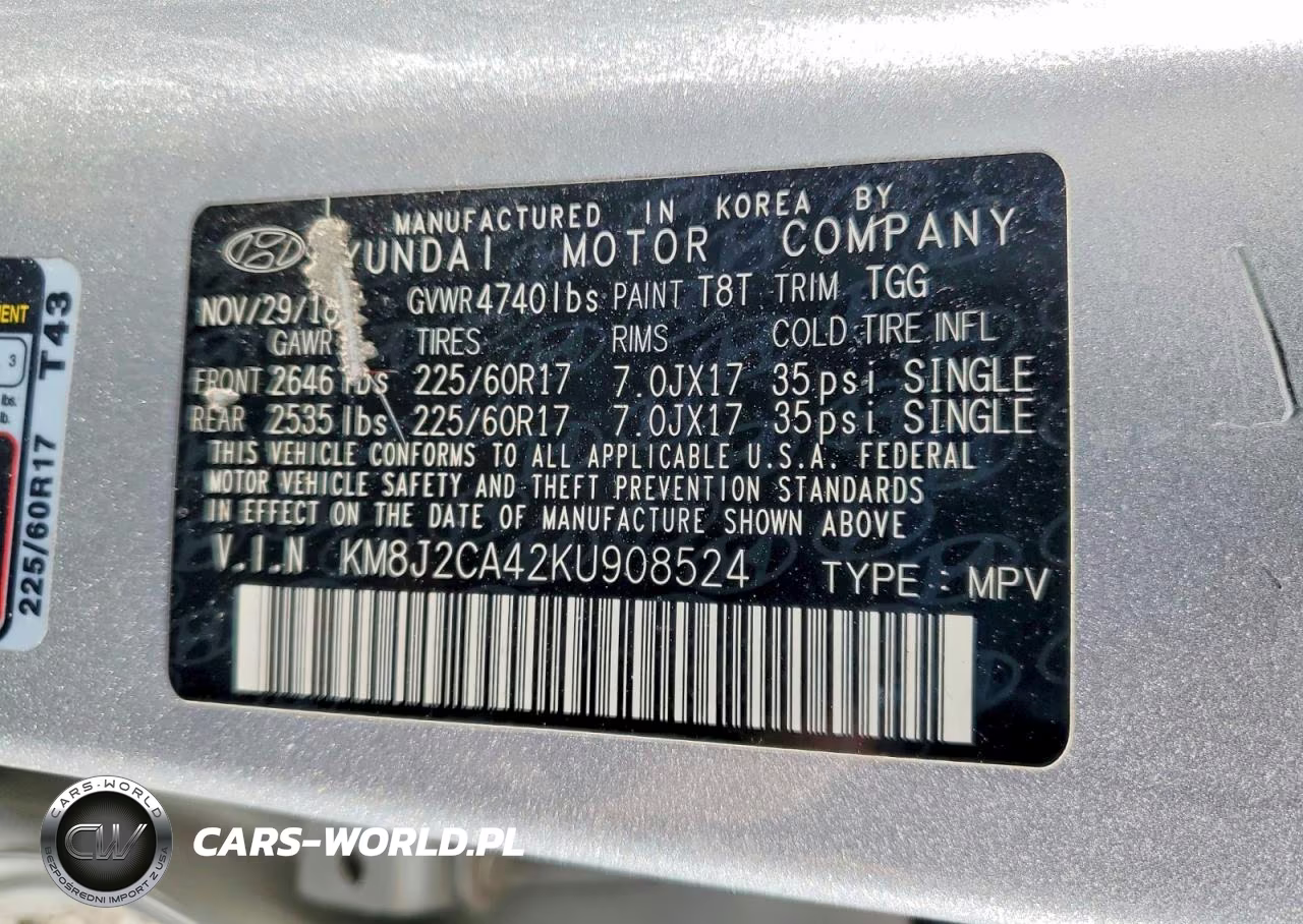 2019 Hyundai Tucson Se VIN:KM8J2CA42KU908524 - 14