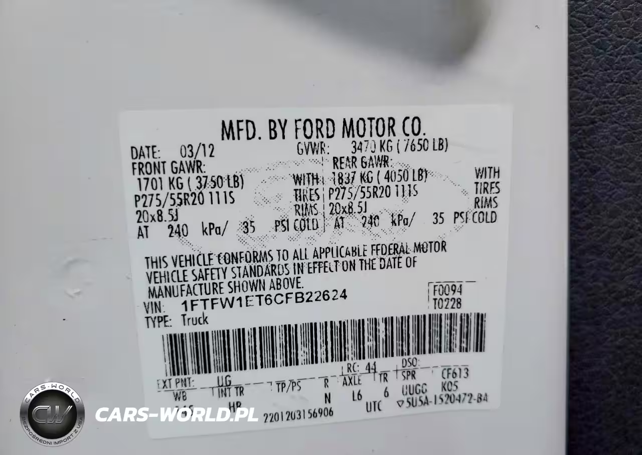 2012 Ford F150 Supercrew VIN:1FTFW1ET6CFB22624 - 12