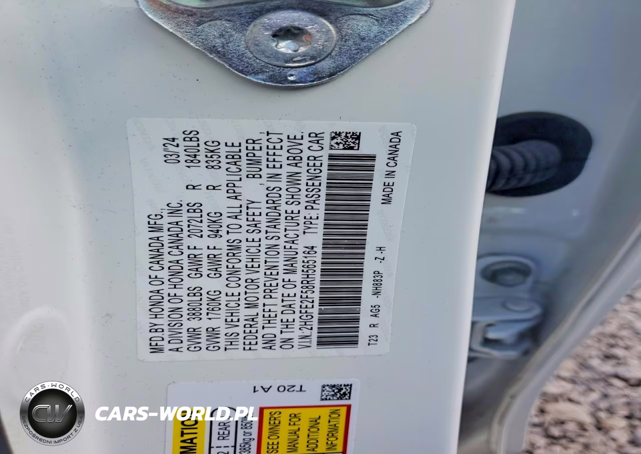 2024 Honda Civic Sport VIN:2HGFE2F58RH565164 - 12