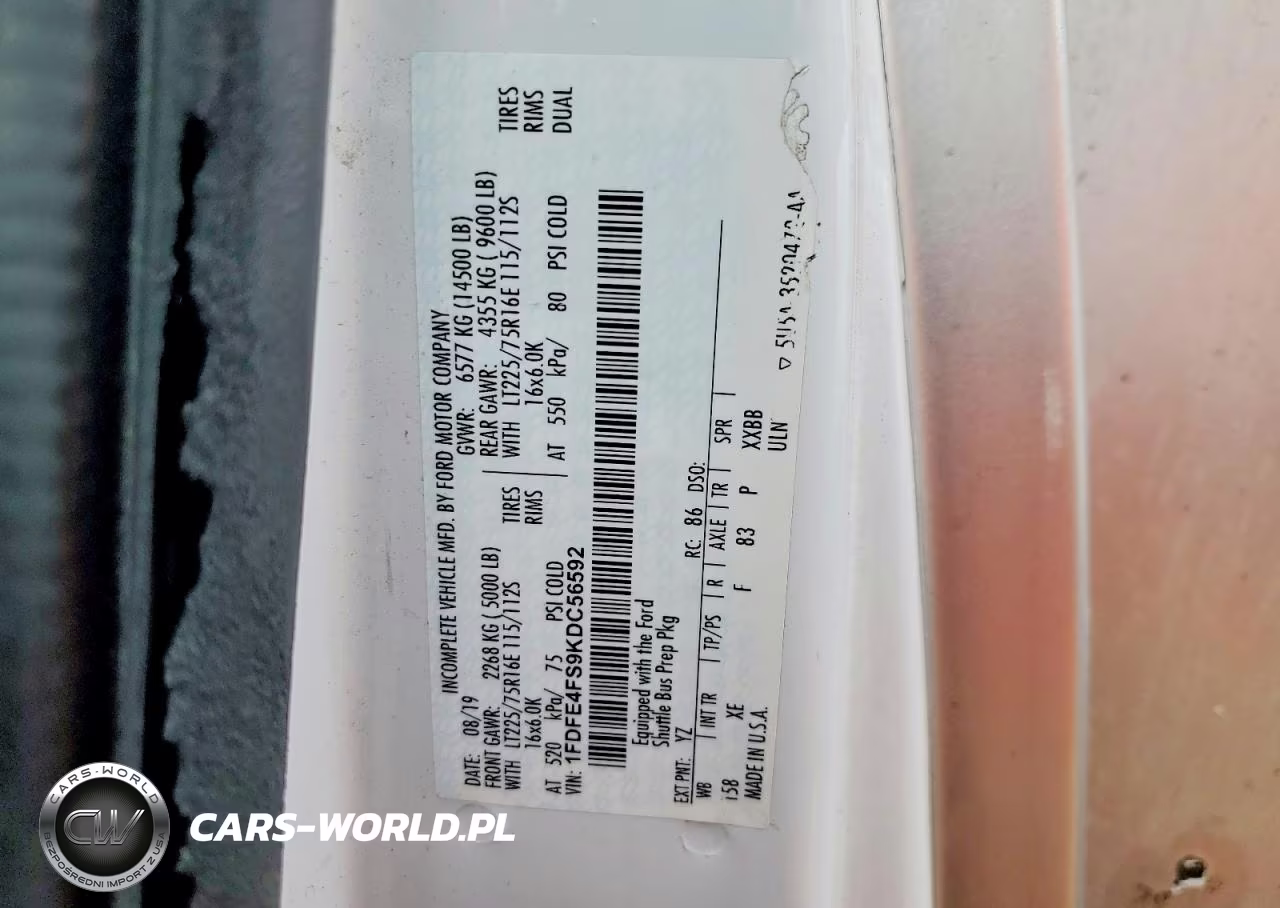 2019 Ford Econoline E450 Super VIN:1FDFE4FS9KDC56592 - 13