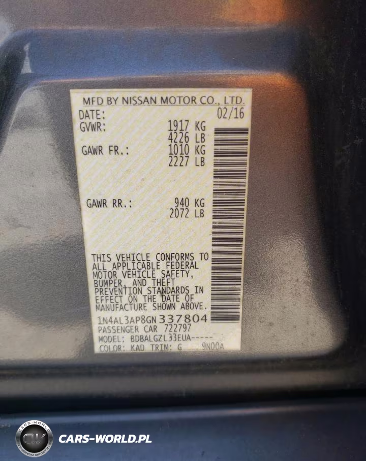 2016 Nissan Altima 2.5 VIN:1N4AL3AP8GN337804 - 12