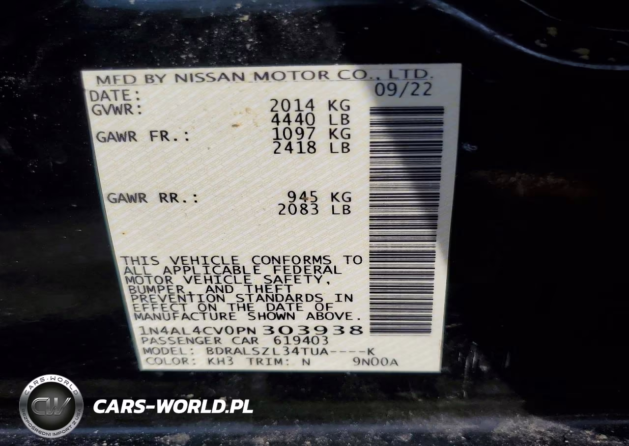2023 Nissan Altima Sr VIN:1N4AL4CV0PN303938 - 12