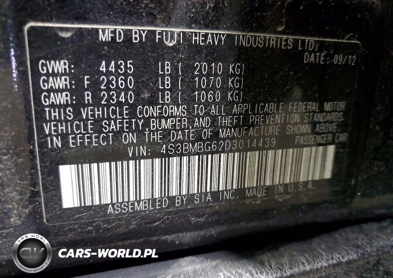 2013 Subaru Legacy 2.5I Premium VIN:4S3BMBG62D3014439 - 12