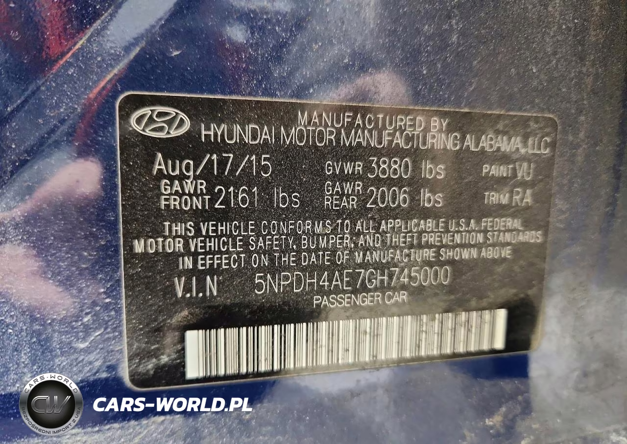 2016 Hyundai Elantra Se VIN:5NPDH4AE7GH745000 - 12