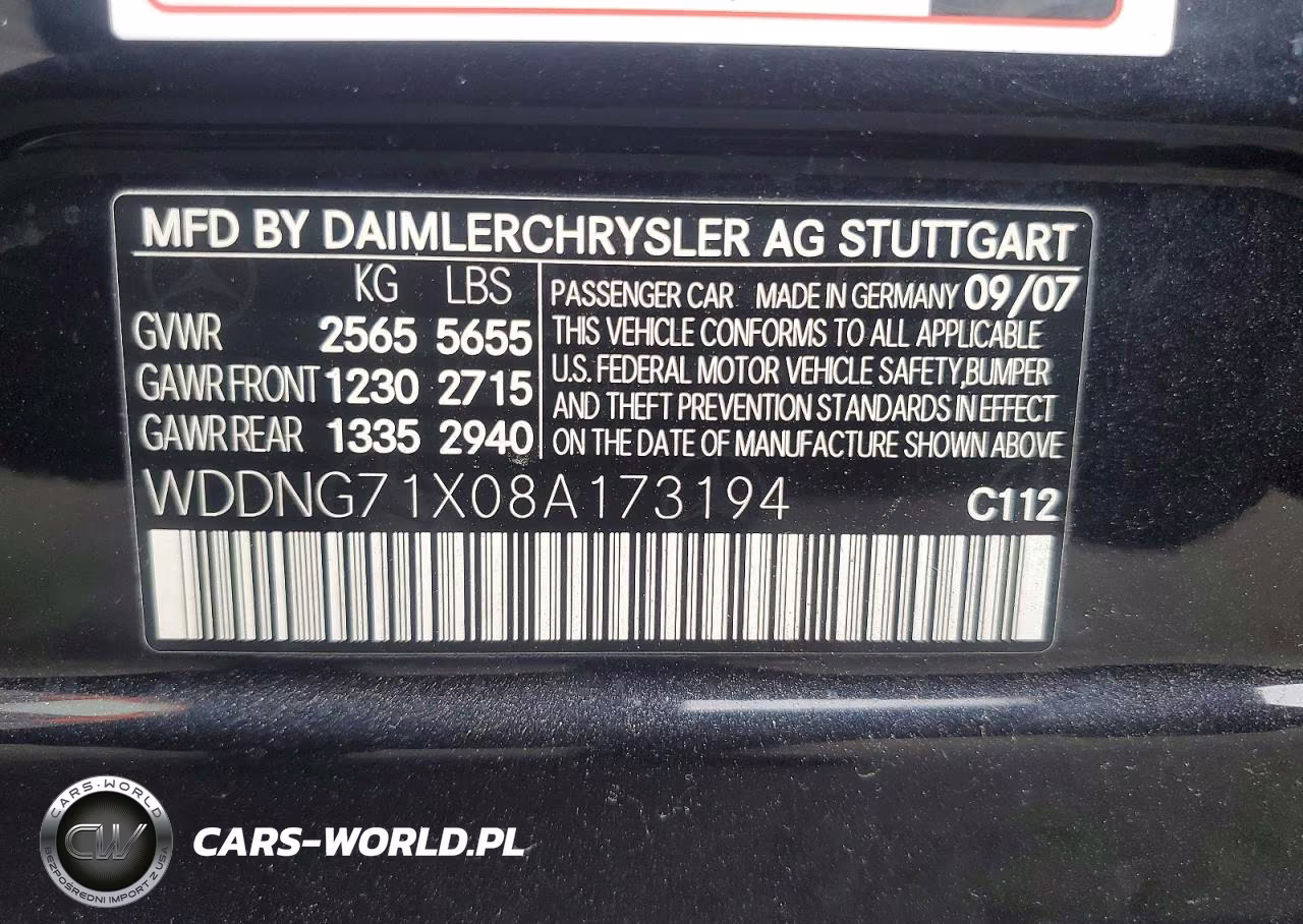 2008 Mercedes-Benz S 500 VIN:WDDNG71X08A173194 - 12