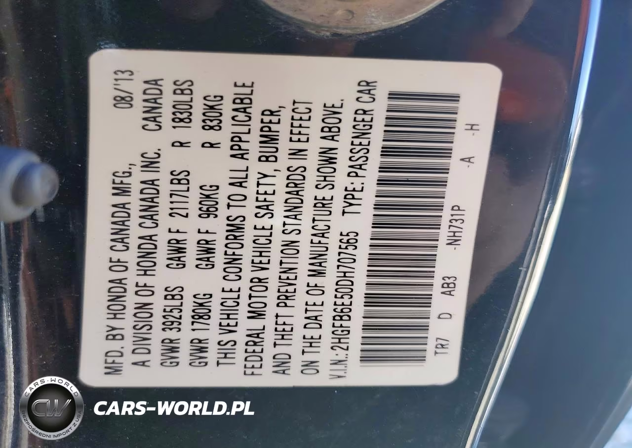 2013 Honda Civic Si VIN:2HGFB6E50DH707565 - 13